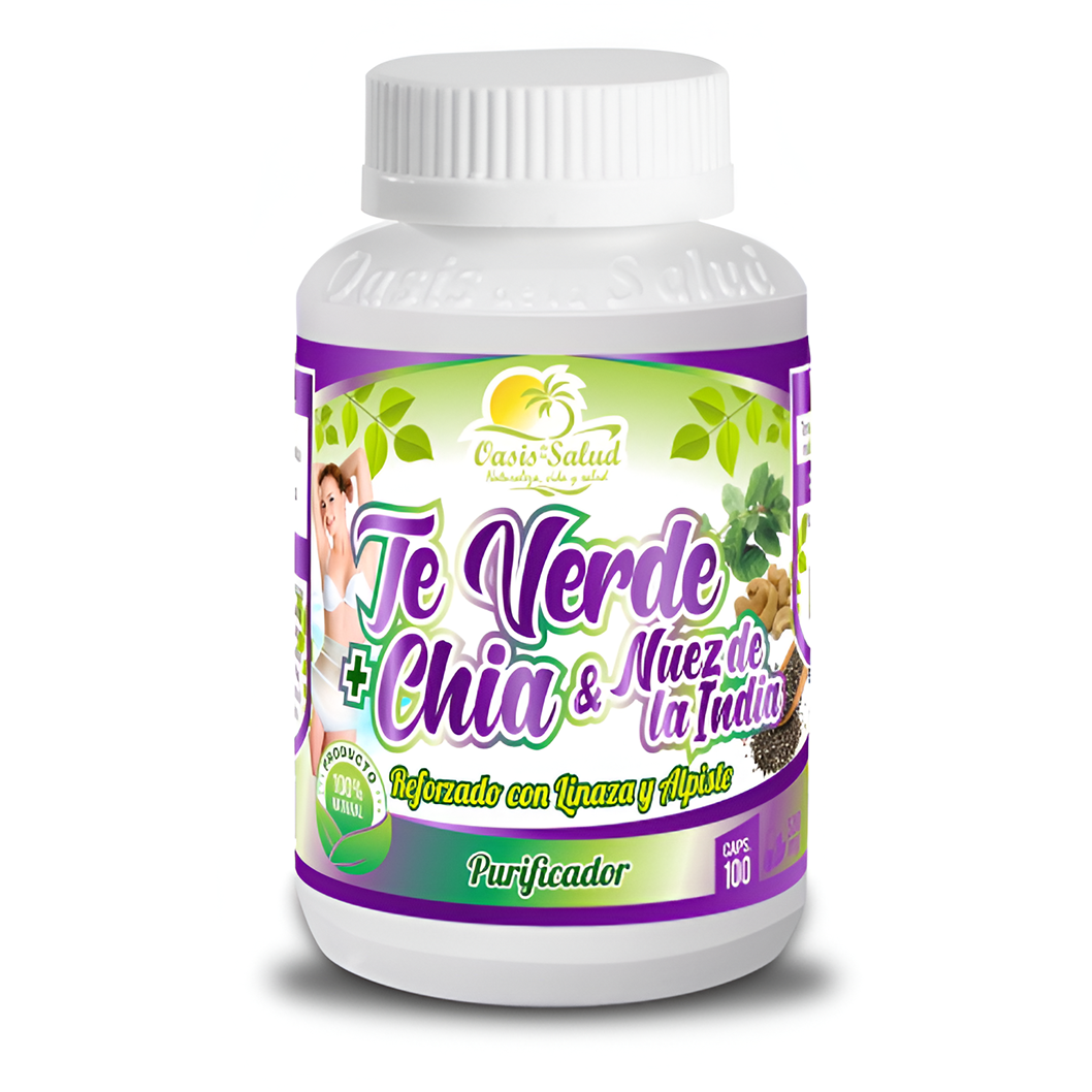 Te verde + chia  y nuez de la india caps 100 und 